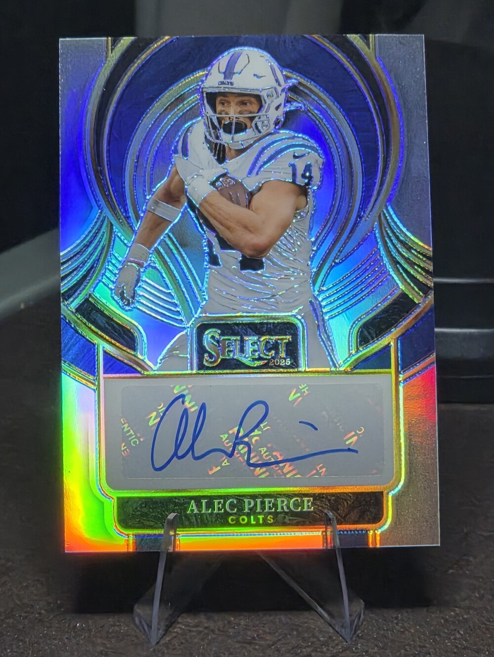 Panini Select Alec Pierce Blue Holographic Rookie Autograph Card